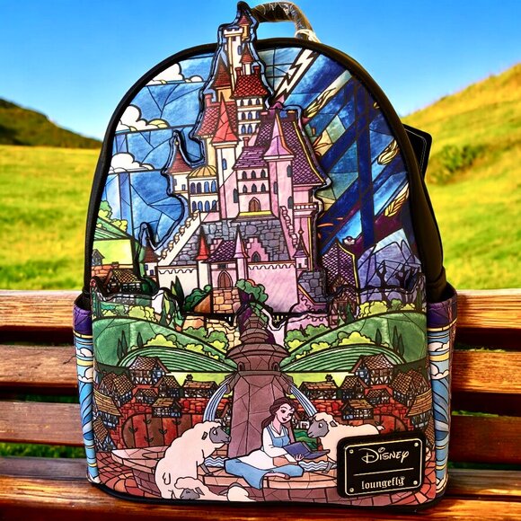 Disney Loungefly Princess Castle Beauty & the Beast BELLE Mini Backpack new - Picture 3 of 16